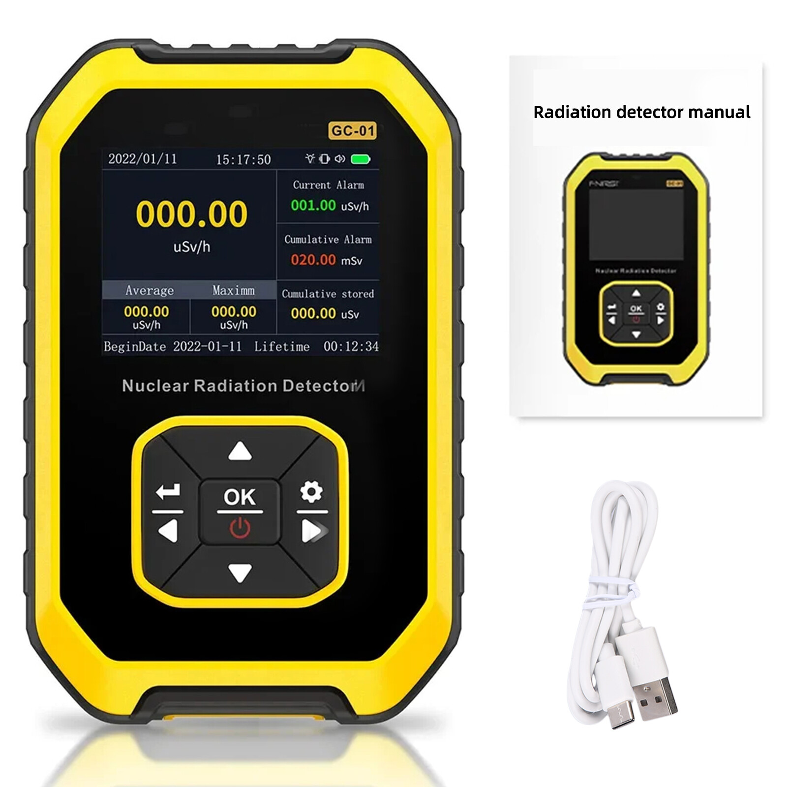 Geiger Counter Radiation Detector Nuclear Radiation Monitor X Gamma Beta Meter