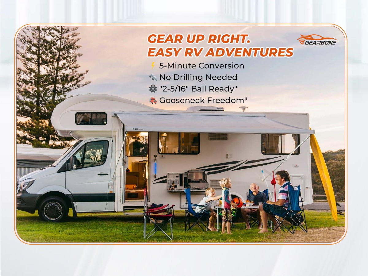 For Camper RV Trailer 12"-17" Fifth (5th) Wheel to Gooseneck Adapter Hitch