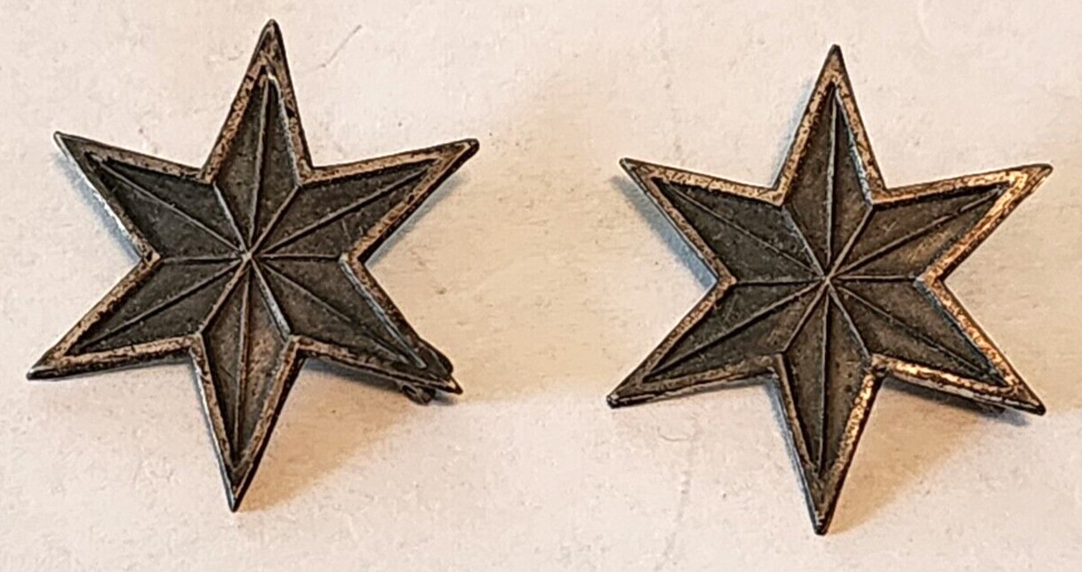 PAIR VINTAGE STERLING SILVER GENERAL STARS COOK CO ELGIN