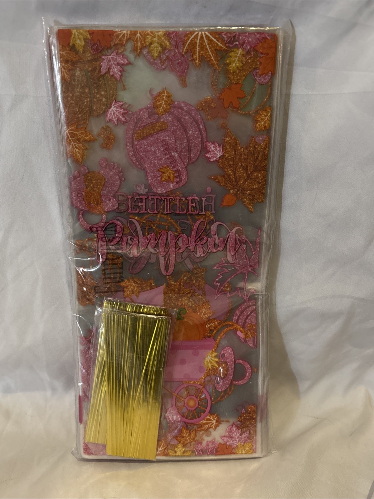 200 Pcs,Floral Goodie Bags, Fall Treat Bags,W/ties, #25