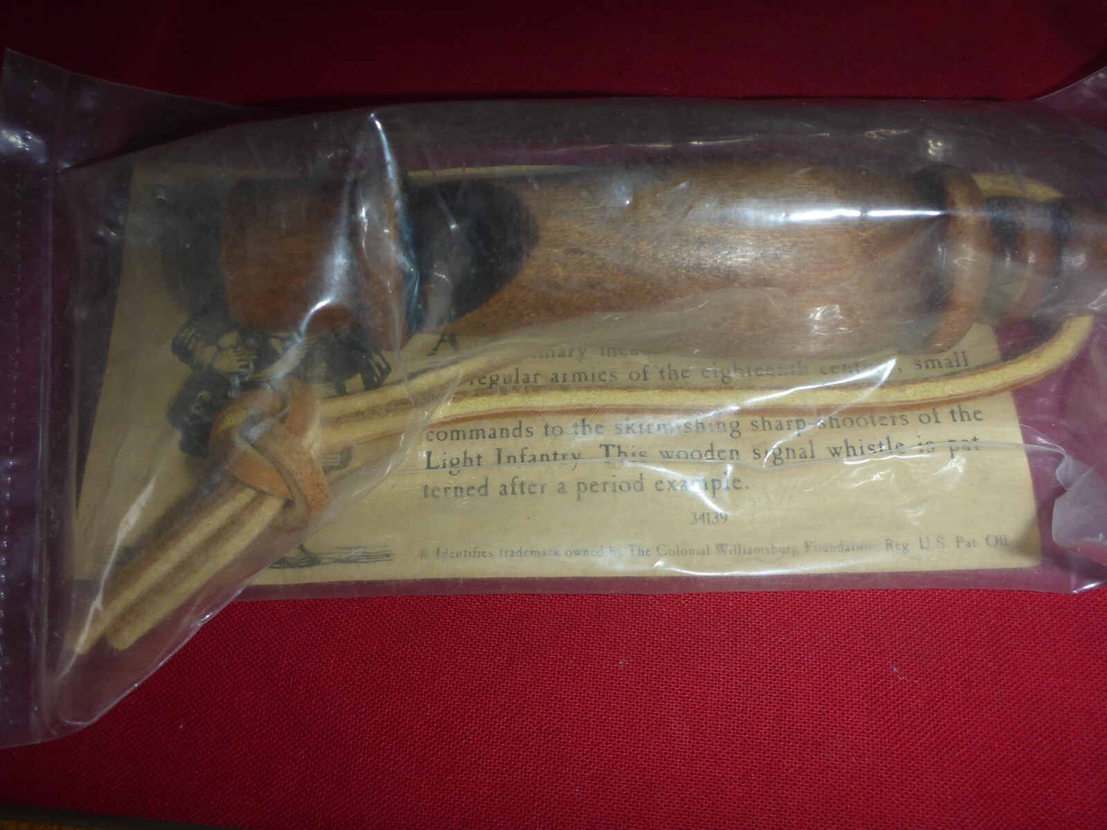 Vintage Solid Wood Infantry Signal Whistle New Sealed Williamsburg Turned Wooden