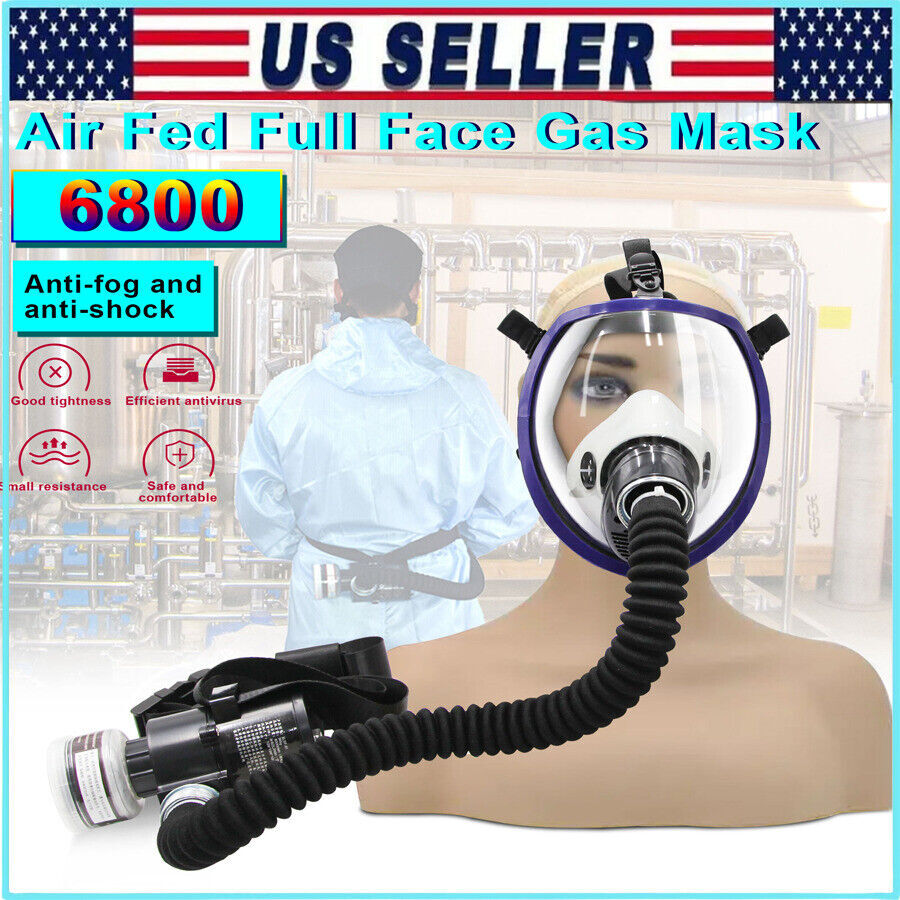 6800 Full Face Gas Mask Chemical Paint Spray Respirator Air Breathing Electric