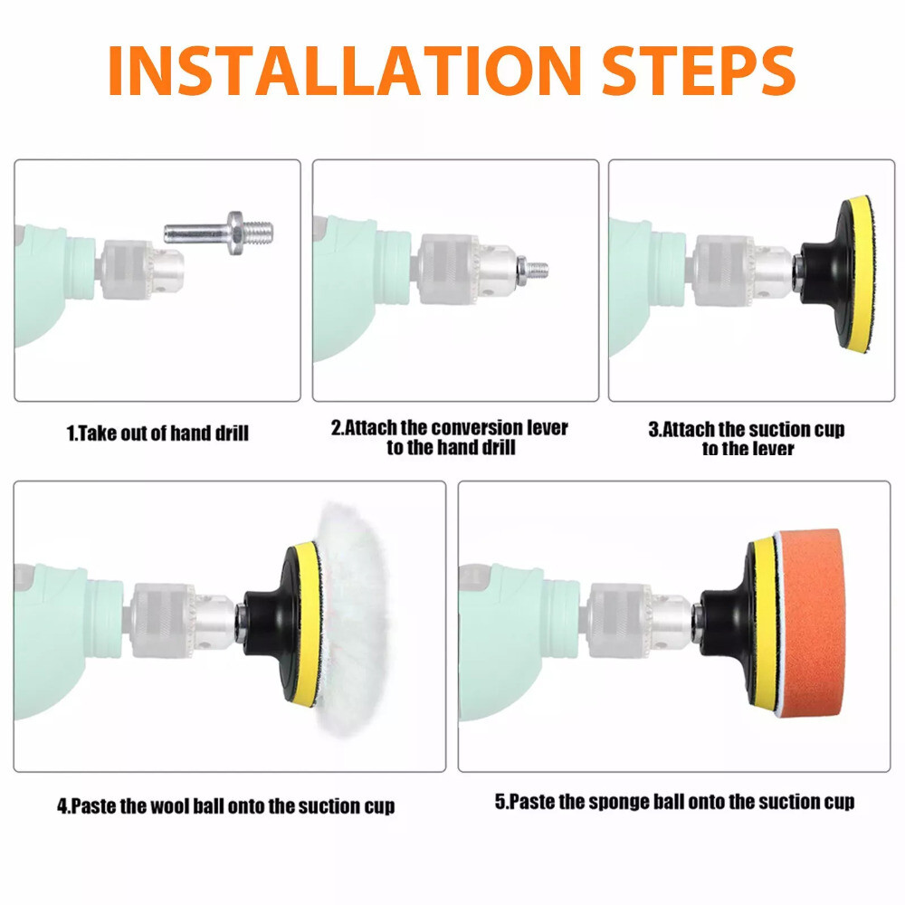 31PCS Foam Drill Polishing Pads Kit Car Hub Waxing Buffing Wheel Polisher 3"