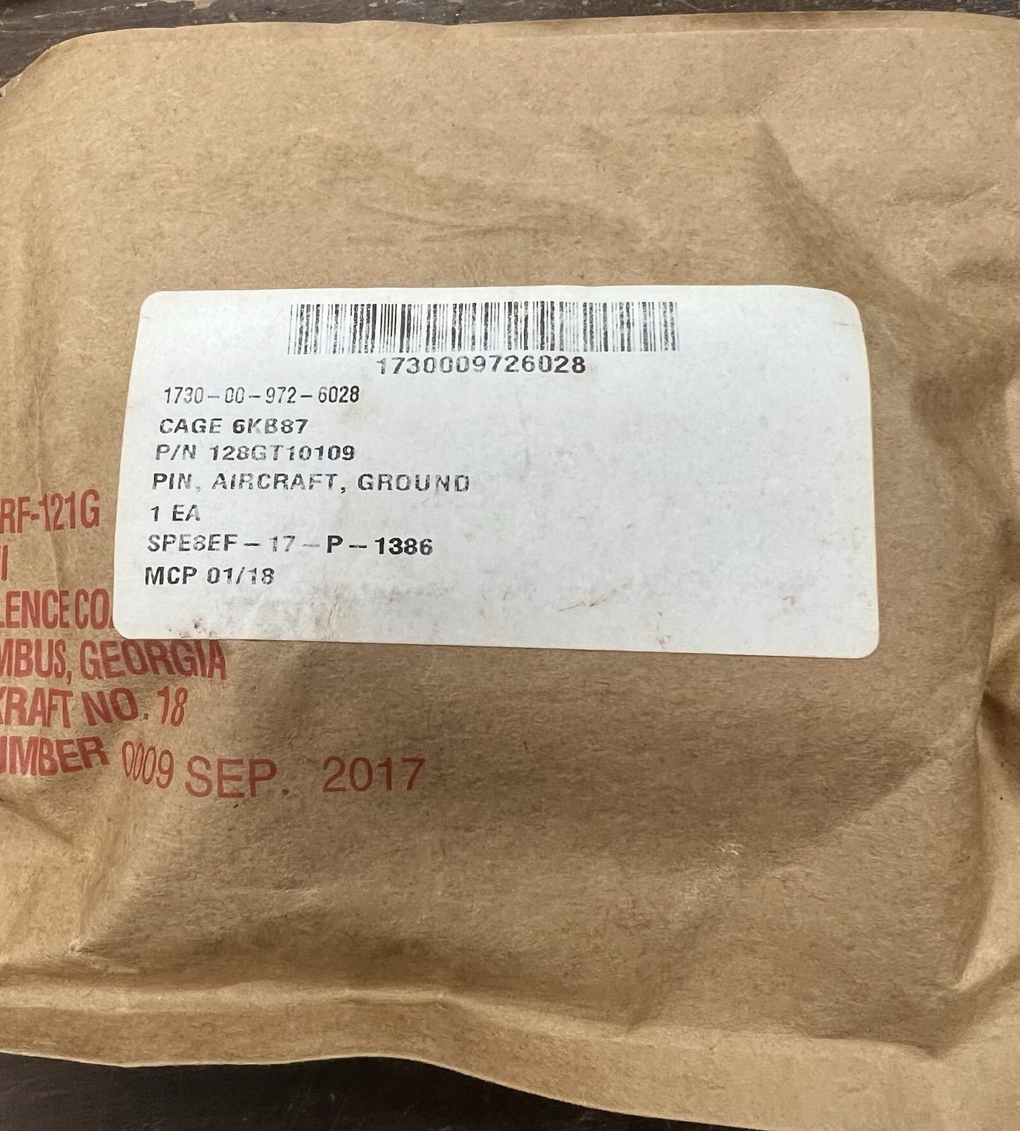 REMOVE BEFORE FLIGHT ground safety lock pin & flag. AIRCRAFT