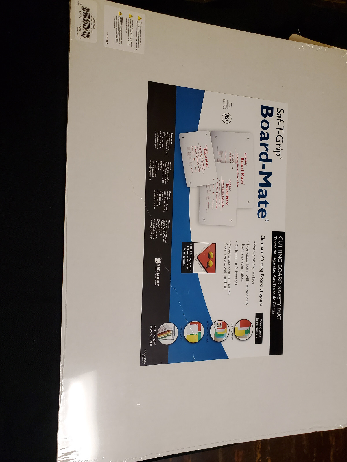 San Jamar CBM1622 Saf-T-Grip Board-Mate 22" x 16" White Cutting Board Mat