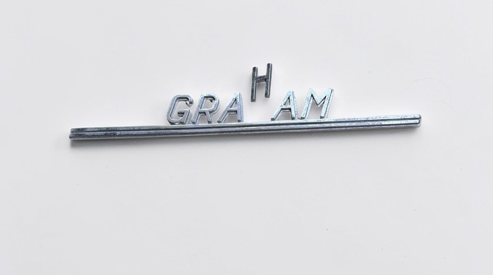 1940 Graham Sharknose Hollywood Trunk Emblem 14" Original – Needs "H" Repair