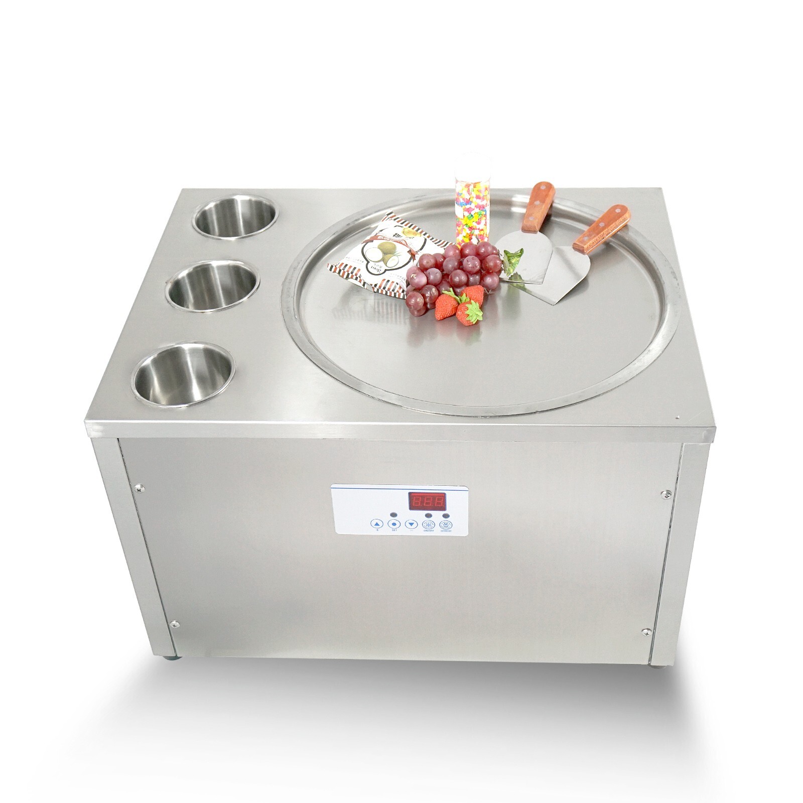 Kolice commercial 45cm (18" ) fry ice cream machine single round ice pan-3 tank