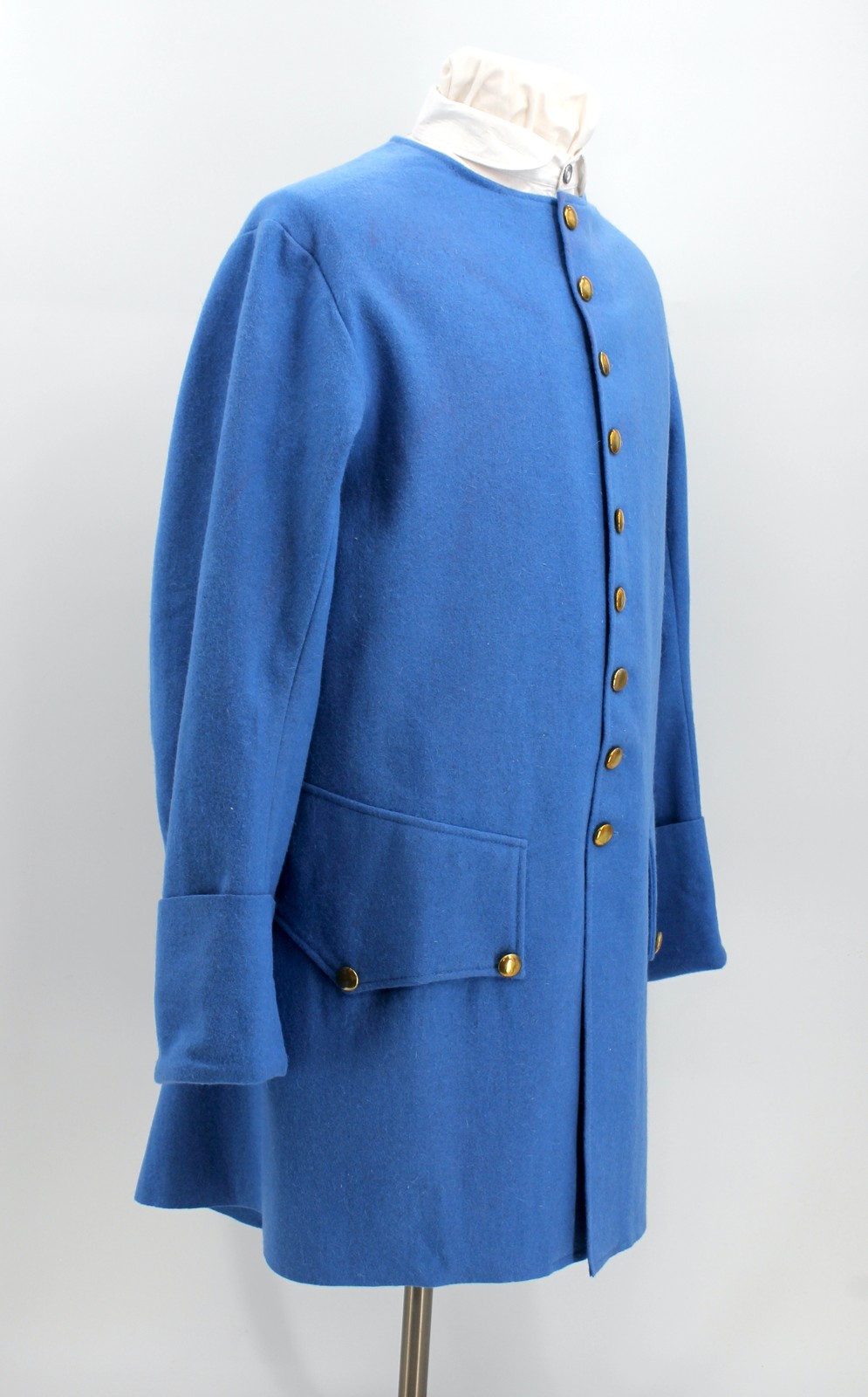 French Blue Wool Sleeved Waistcoat Size 46 / XL