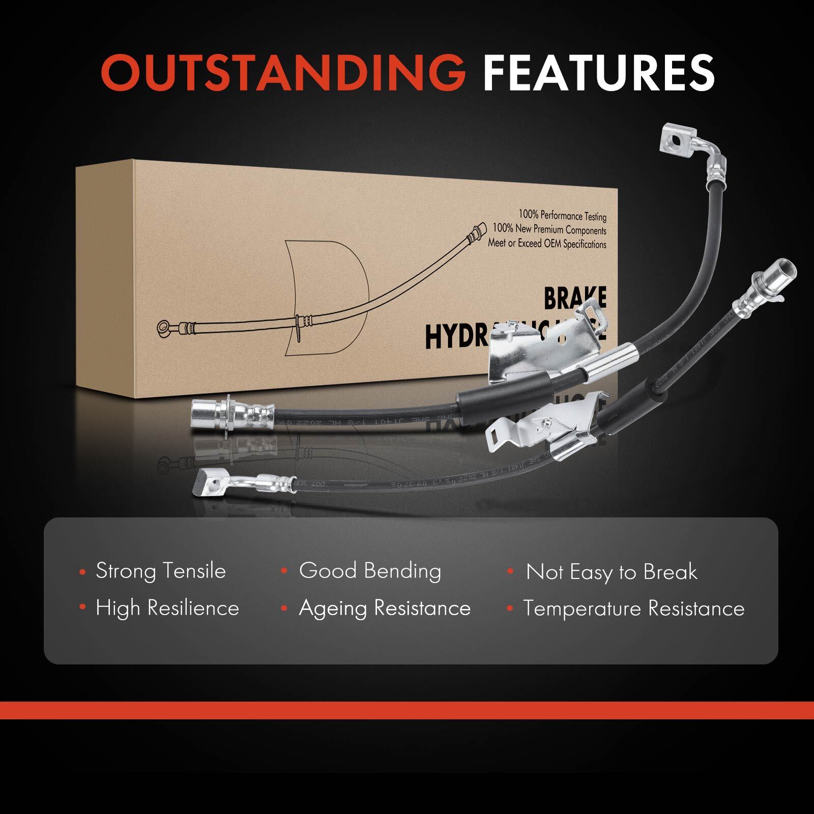 2x Front Left & Right Brake Hydraulic Hose for Cadillac Escalade Chevy Tahoe GMC