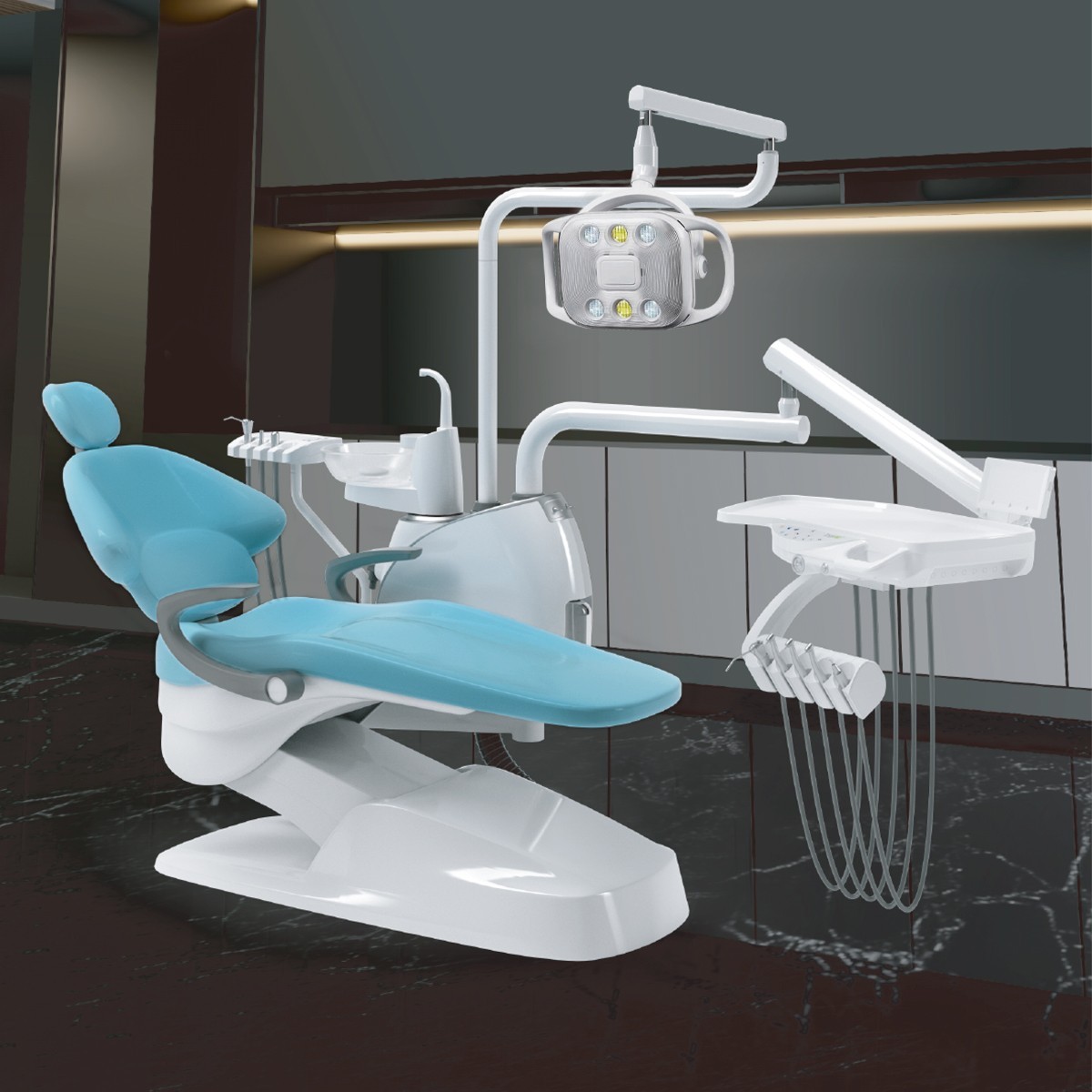 Dental Unit Chair DC Motor Computer Controlled PU Leather Integral Doctor Stool