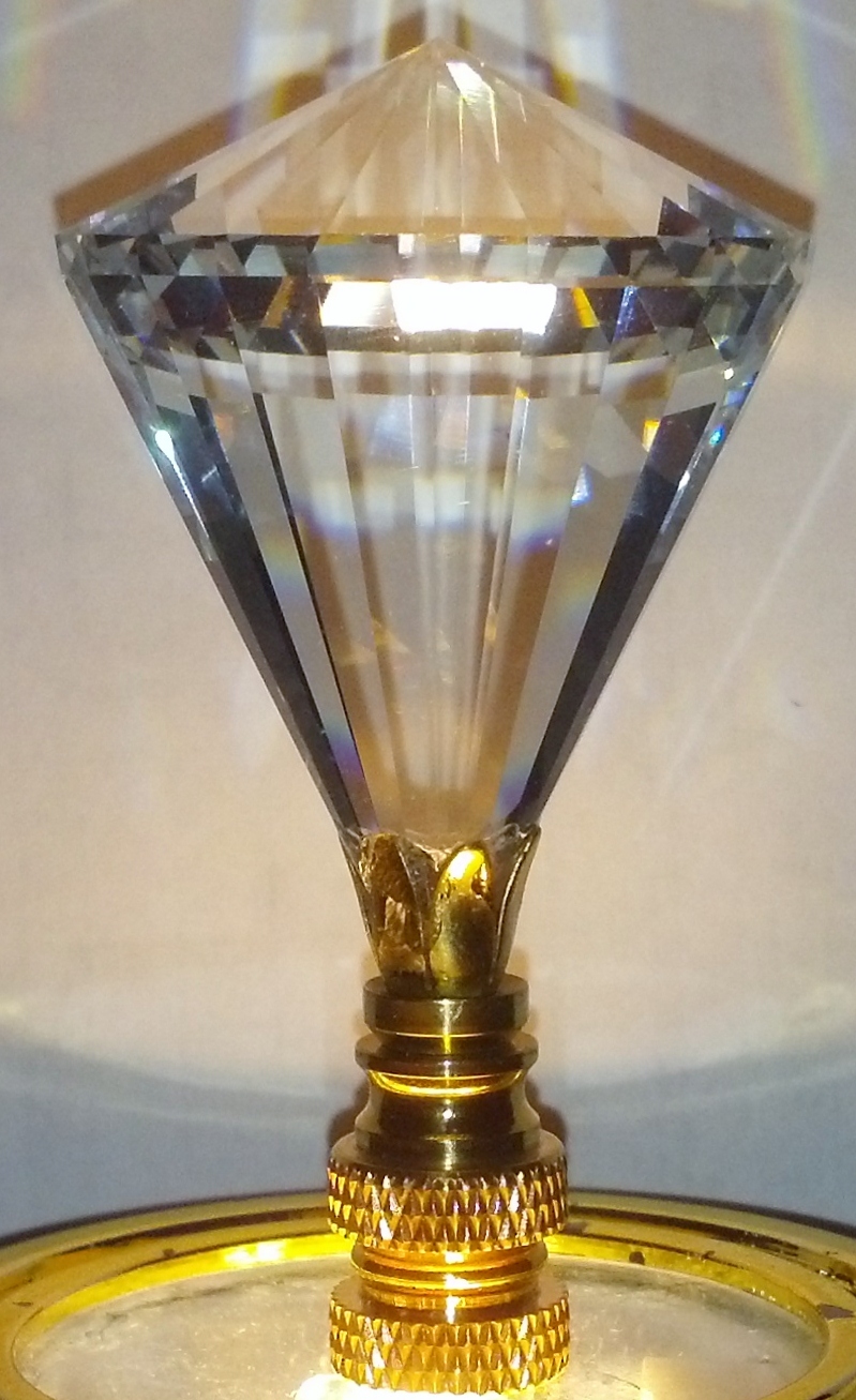 LAMP FINIAL-STUNNING LEADED CRYSTAL LAMP FINIAL-CLEAR DIAMOND