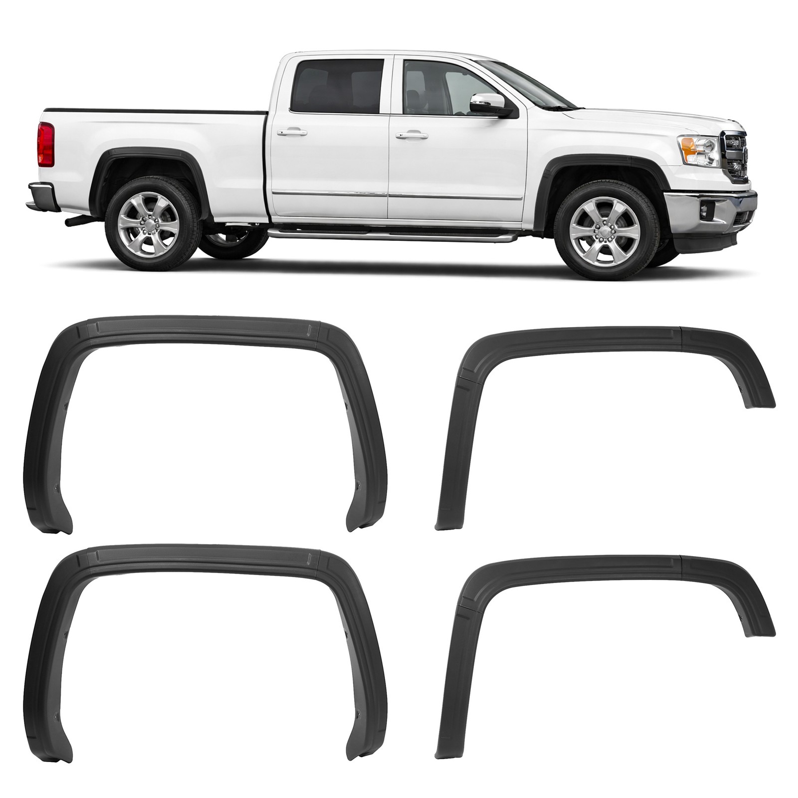 Fender Flare Kit For 2014-2015 GMC Sierra 1500 Textured Plastic Black