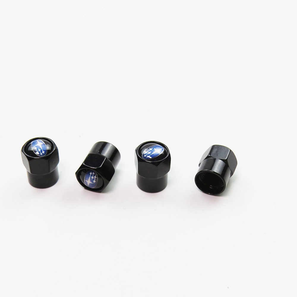 Compatible with Subaru 4Pcs Tire Valve Stem Caps Black Anodized Aluminum Set