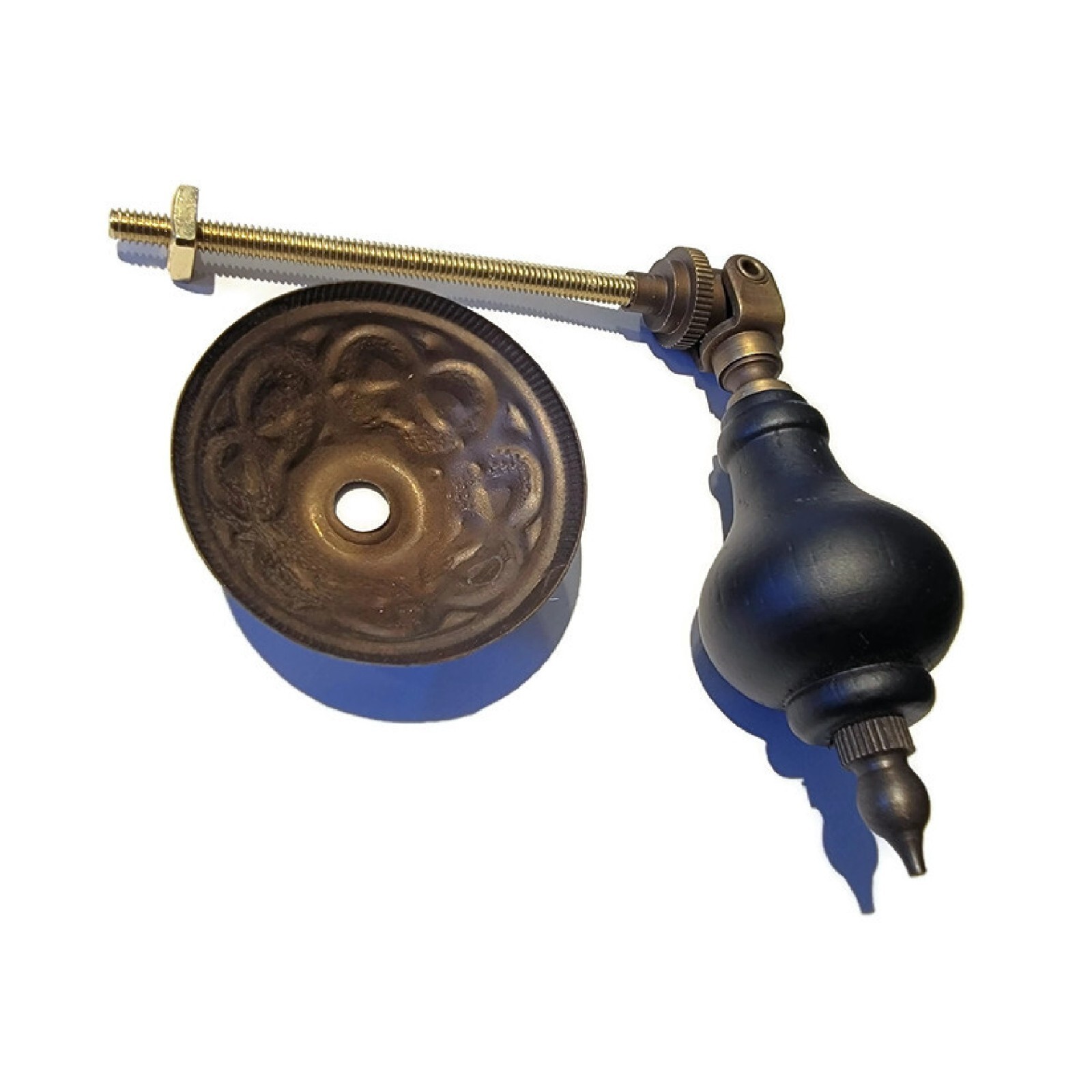 Drawer Pull - ​Eastlake Victorian Style Antiqued Brass with Black knob