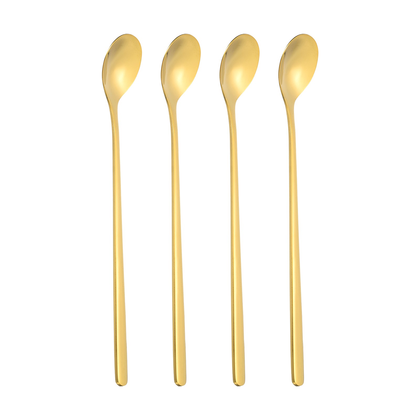 Long Handle Iced Tea Spoon, 4 Pcs 7" Stainless Steel Long Spoons, Gold Tone