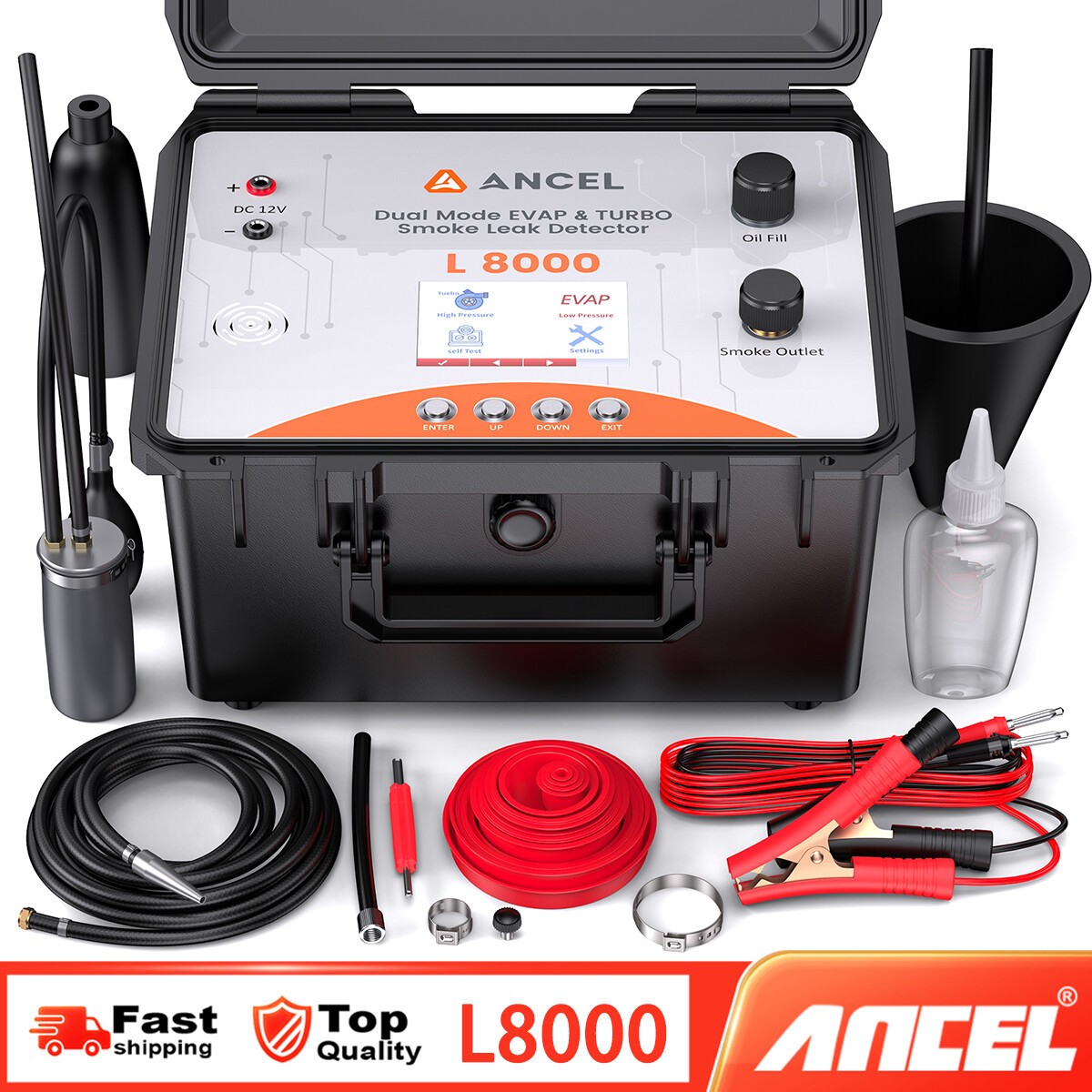 ANCEL L8000 Automotive EVAP Smoke Machine & Turbo System Dual Mode LCD Screen