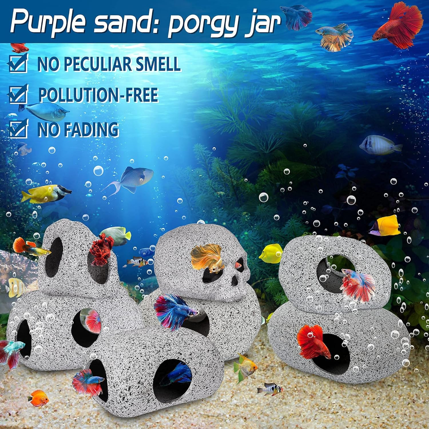 Aquarium Decorations Cave Fish Tank Accessories Rock Decor for Shrimp Cichlid Hi