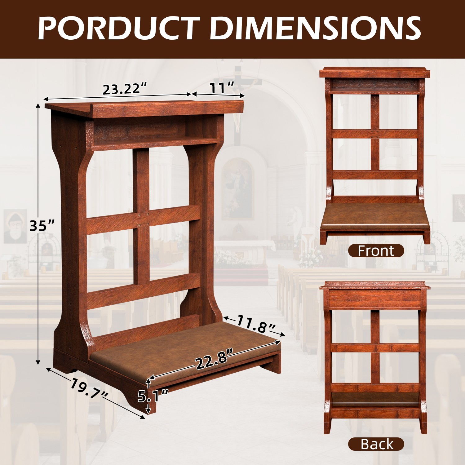 JFHID Wood Prayer Bench Kneeler Prayer Table at Home Church Kneeling Stand Stool