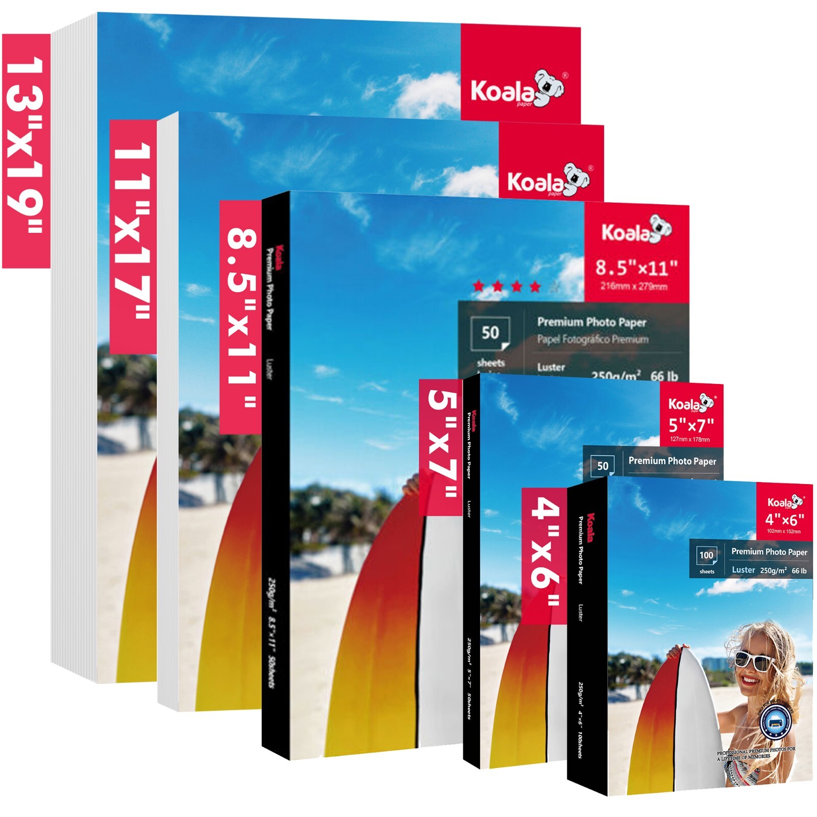 Lot Koala Premium Luster Photo Paper 4x6 5x7 8.5x11 11x17 66lb Inkjet Printers