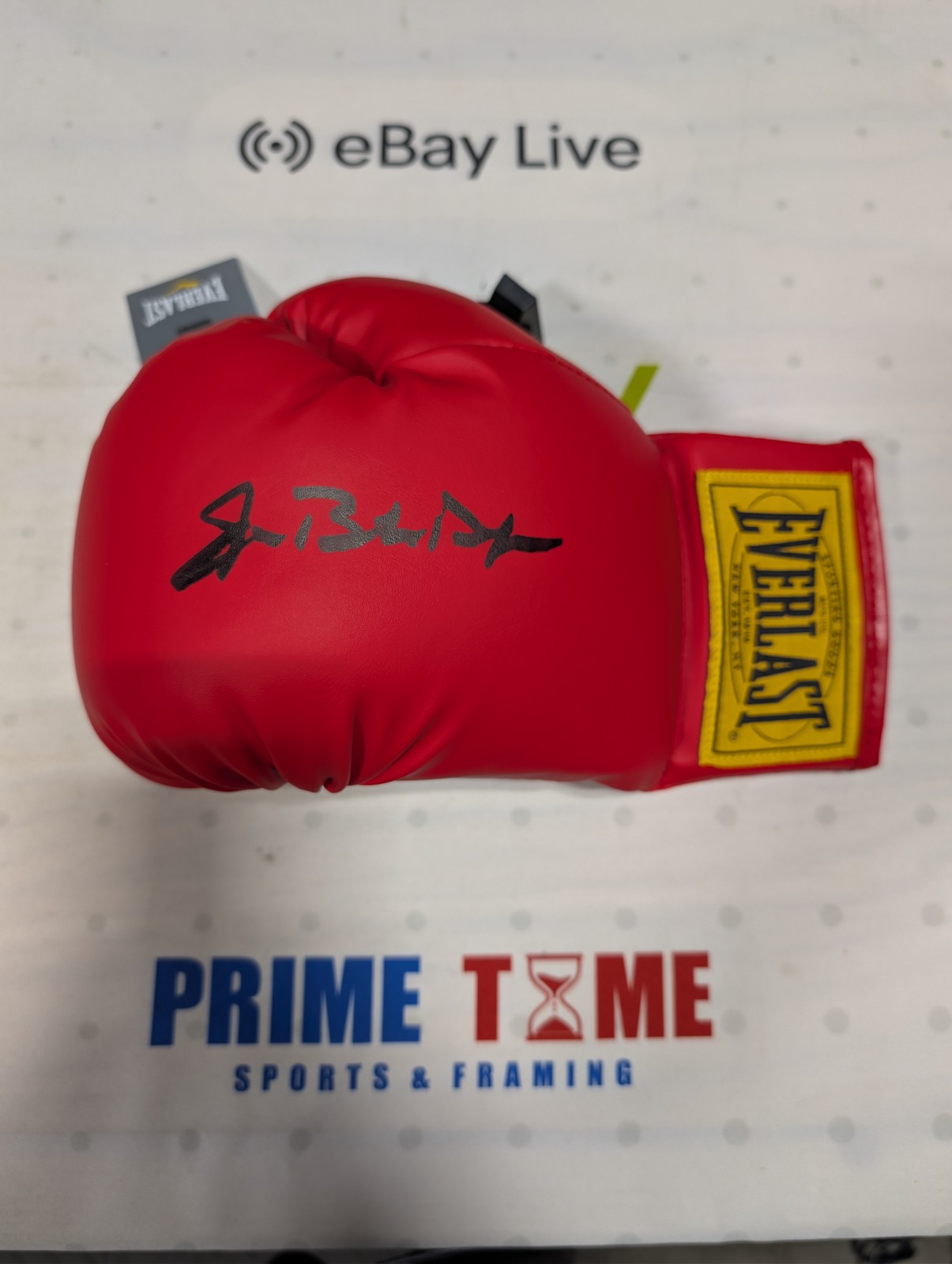 #001 - FLASH Buster Douglas Autographed Red Boxing Glove Prime Time Cert