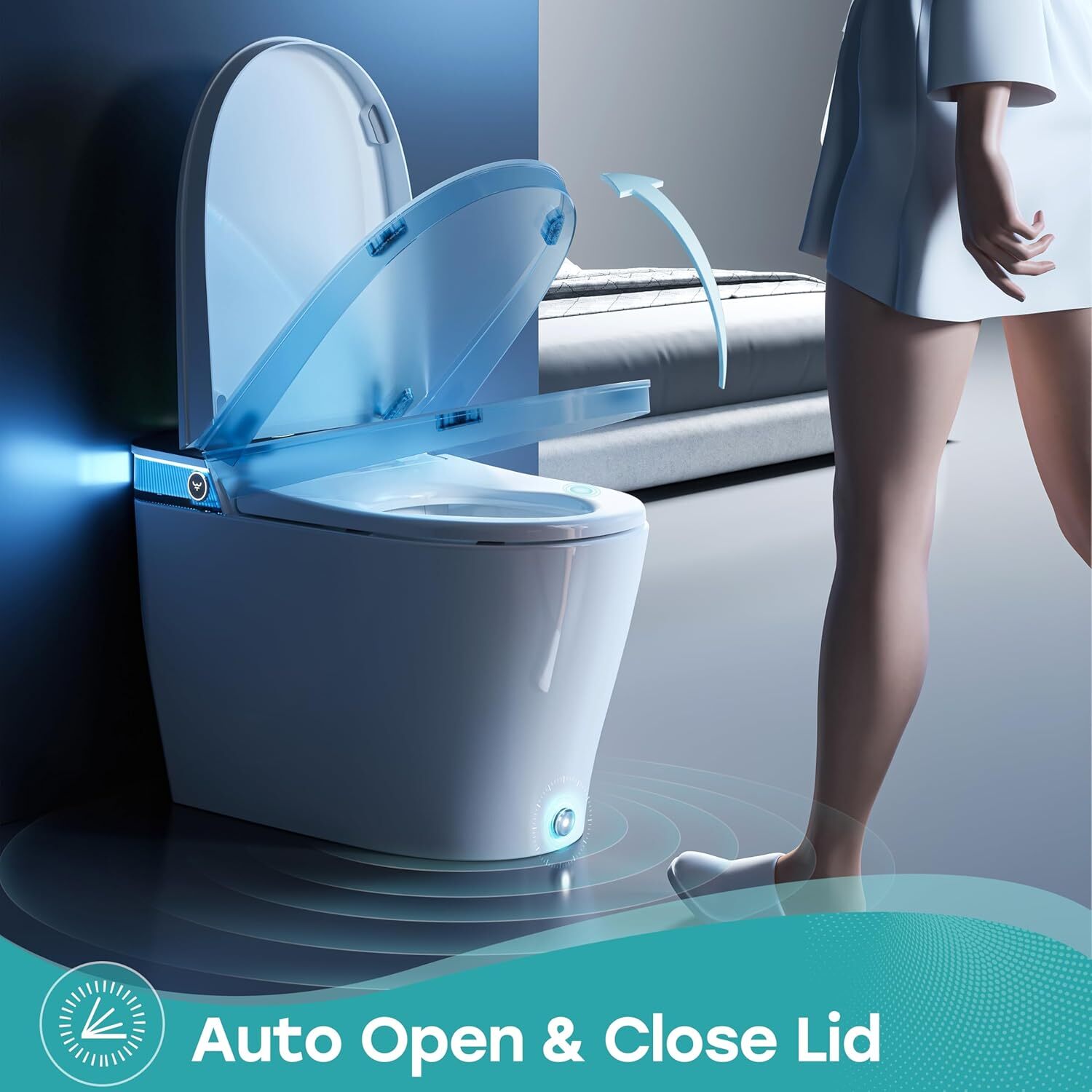 HOROW T38 Smart Toilet Bidet with Powerful Flush Auto Open/Close Lid Art Light