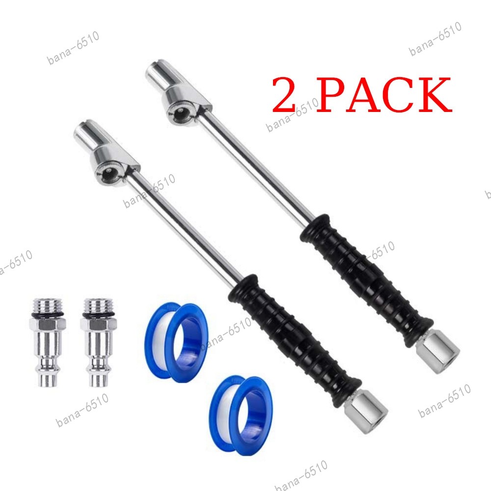 Dual Head Air Chuck 1/4" FNPT Straight Foot Lock On Truck RV Tire Inflate Chuck