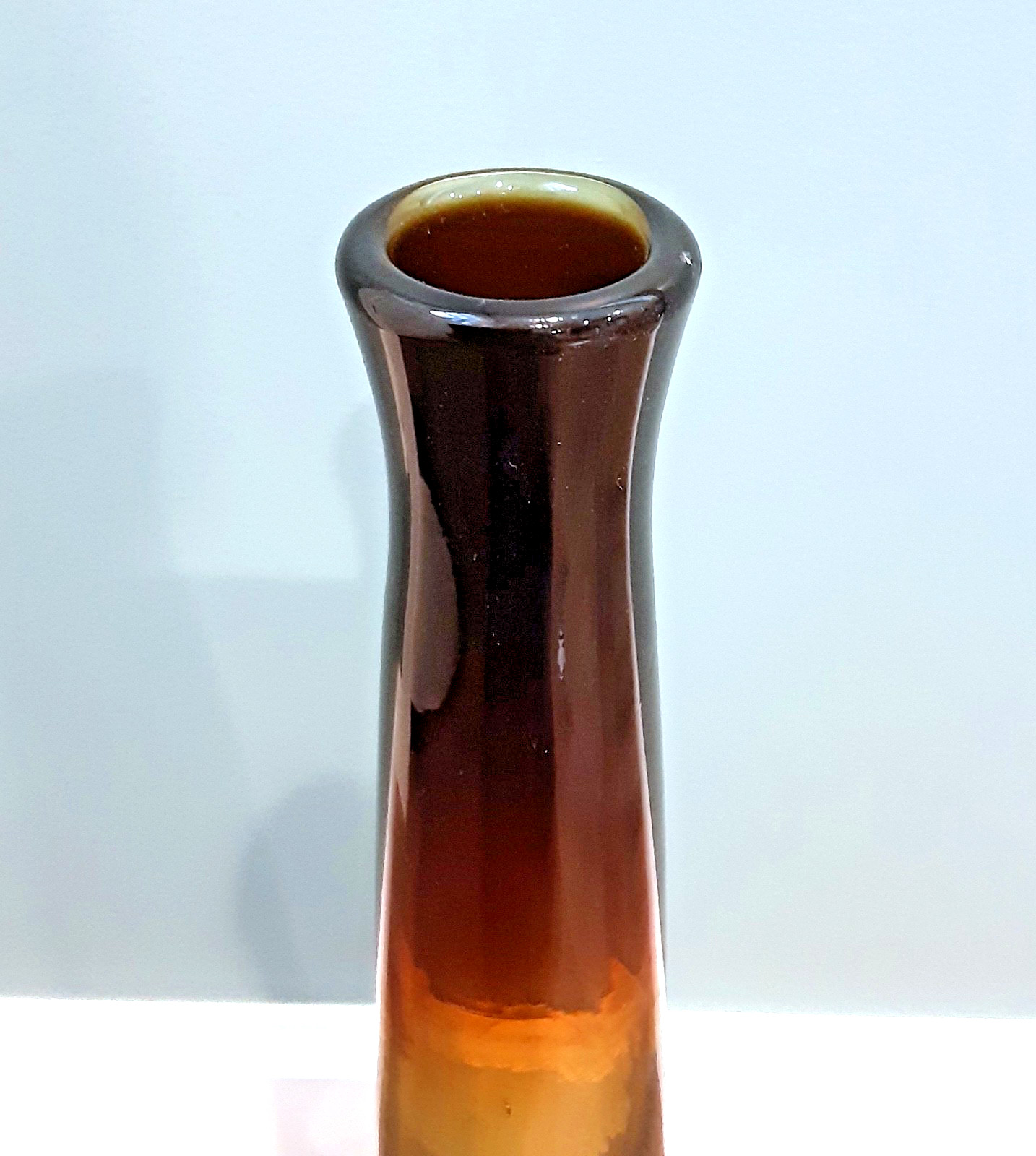 INDIANA GREENWICH Art Glass "KINGSTON" Burnt Honey BIG 20" Decanter Bottle MCM