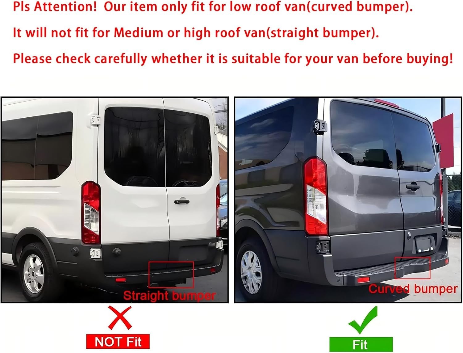 Rear Bumper Cover & Side End Cap Cover Compatible with 2015-2024 Ford Transit Pa