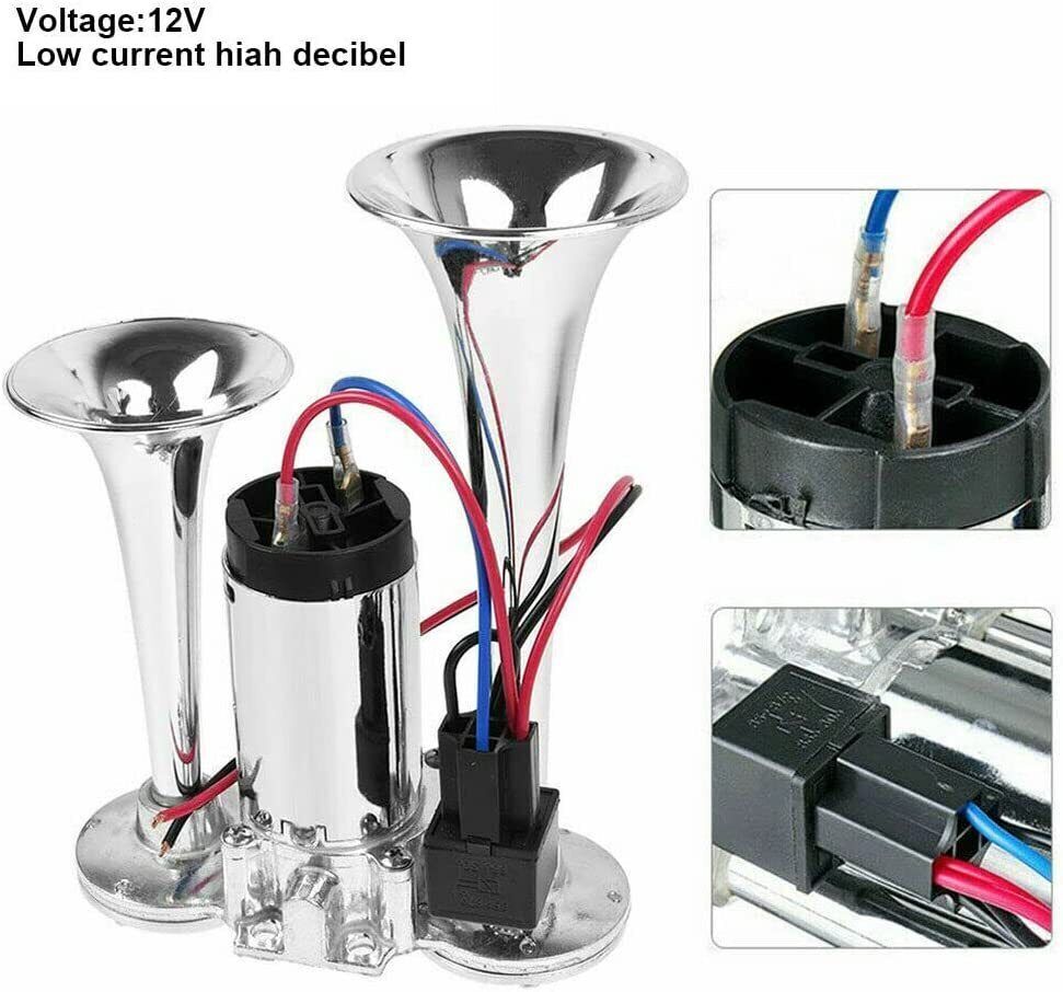 Super Loud Air Electric Horn 600DB 12V Dual Trumpet Car Truck Boat Train Speaker