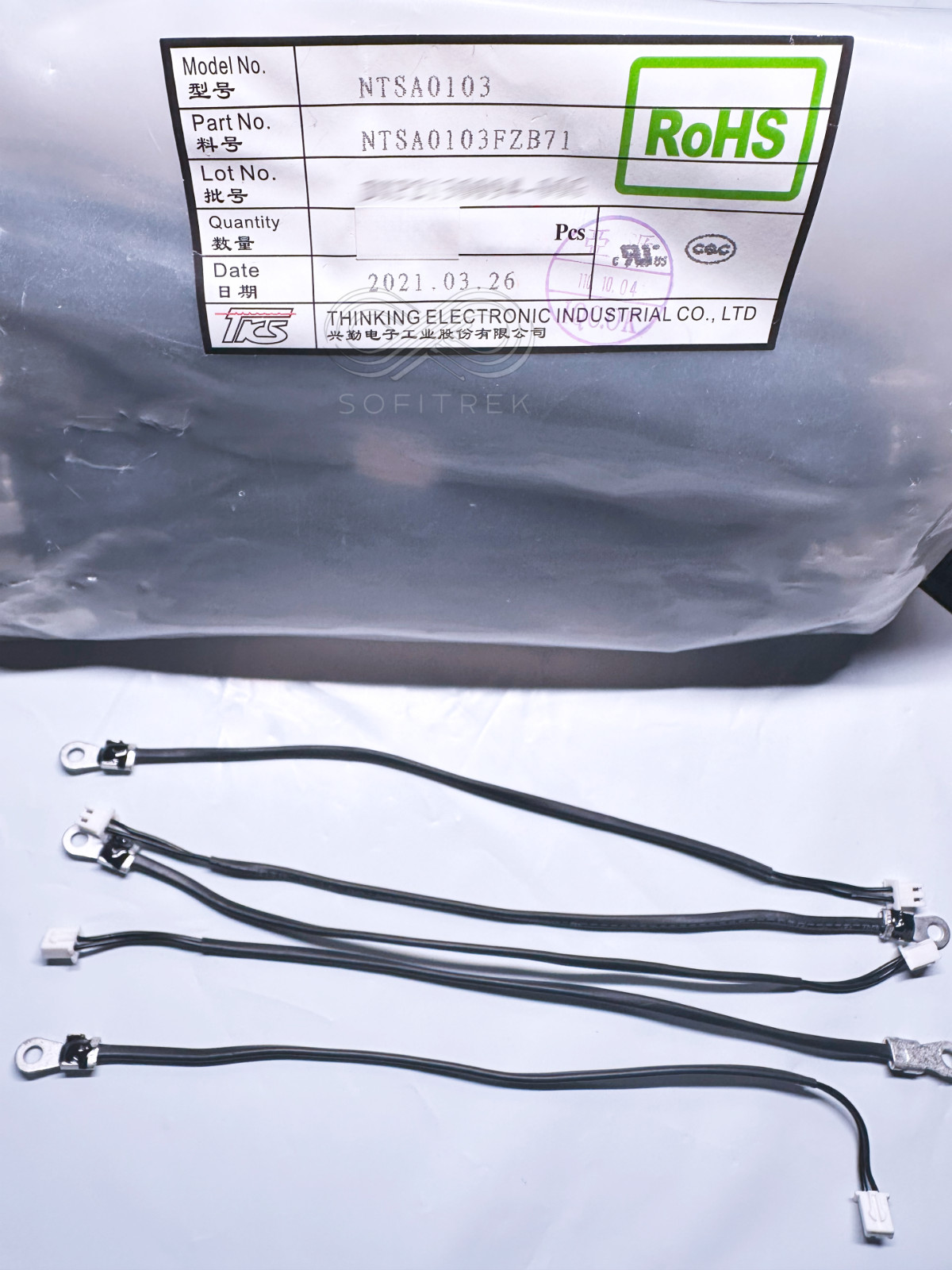 5PCS NTSA0103 THINKING 10K NTC Thermistor Sensor Ring Lug + Connector