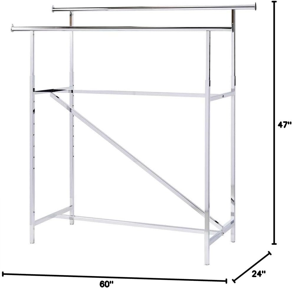 Clothing Rack Double Rail Bar Retail Clothes Salesman Garmet 300 LBS