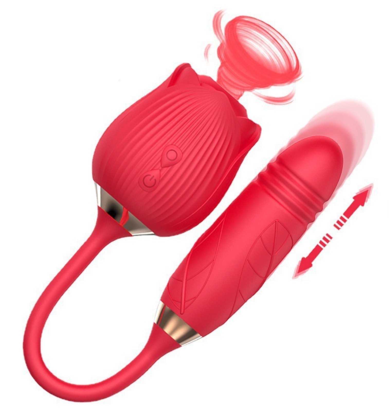 🌸 Rose Head Sucking Stimulator & Thrusting 10 Mode Vibrator All In One New