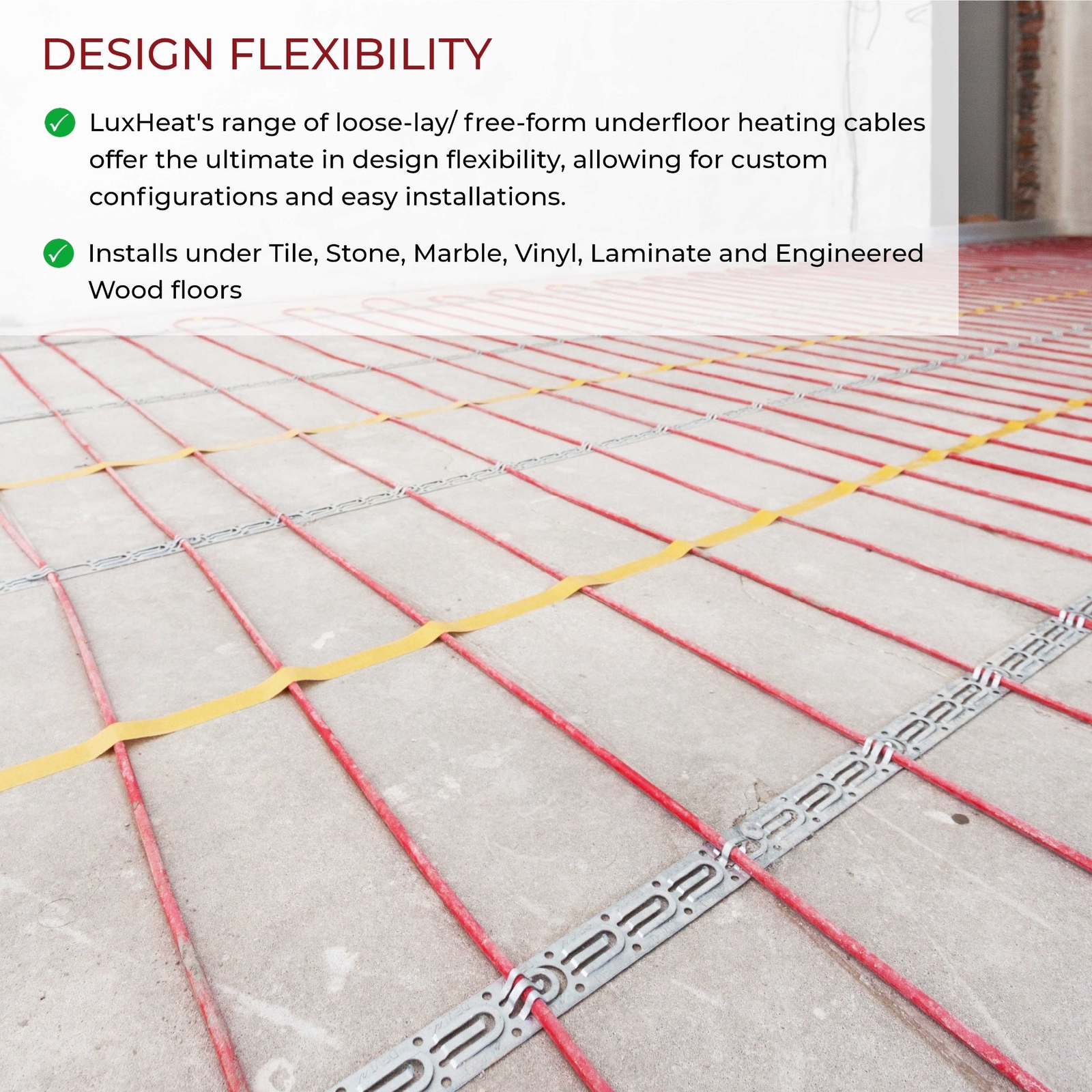 LuxHeat Cable Kit 240v (40-300sqft) Electric Radiant Floor Heating System Tile +
