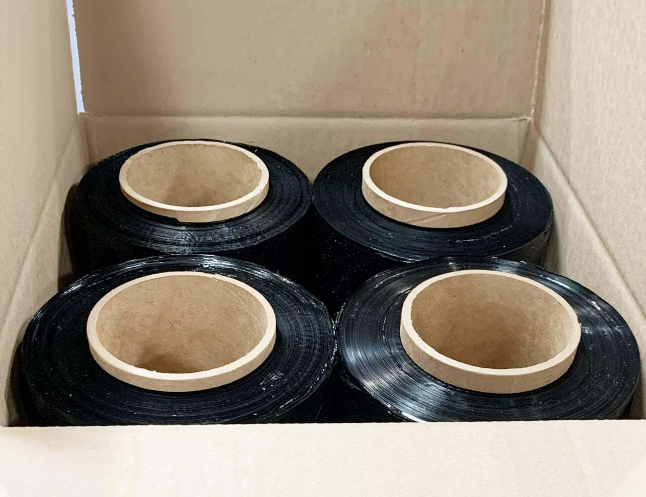 80 GAUGE - 4 Rolls Black Shrink Wrap Stretch Film 18" X 1000' Total 4000 FT