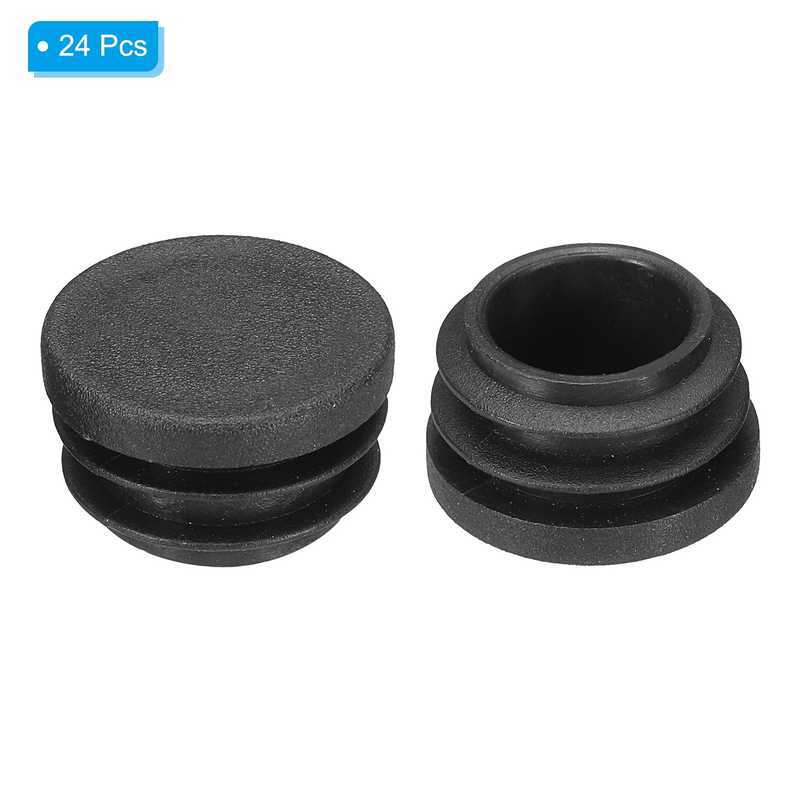 24Pcs 7/8"OD Plastic Tubing End Caps Round Hole Plug Insert Black