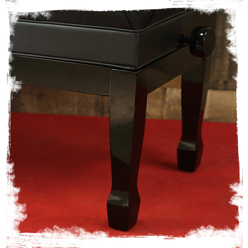 GRIFFIN Genuine Leather Duet Piano Bench Seat | Black Wood Keyboard Guitar Stool