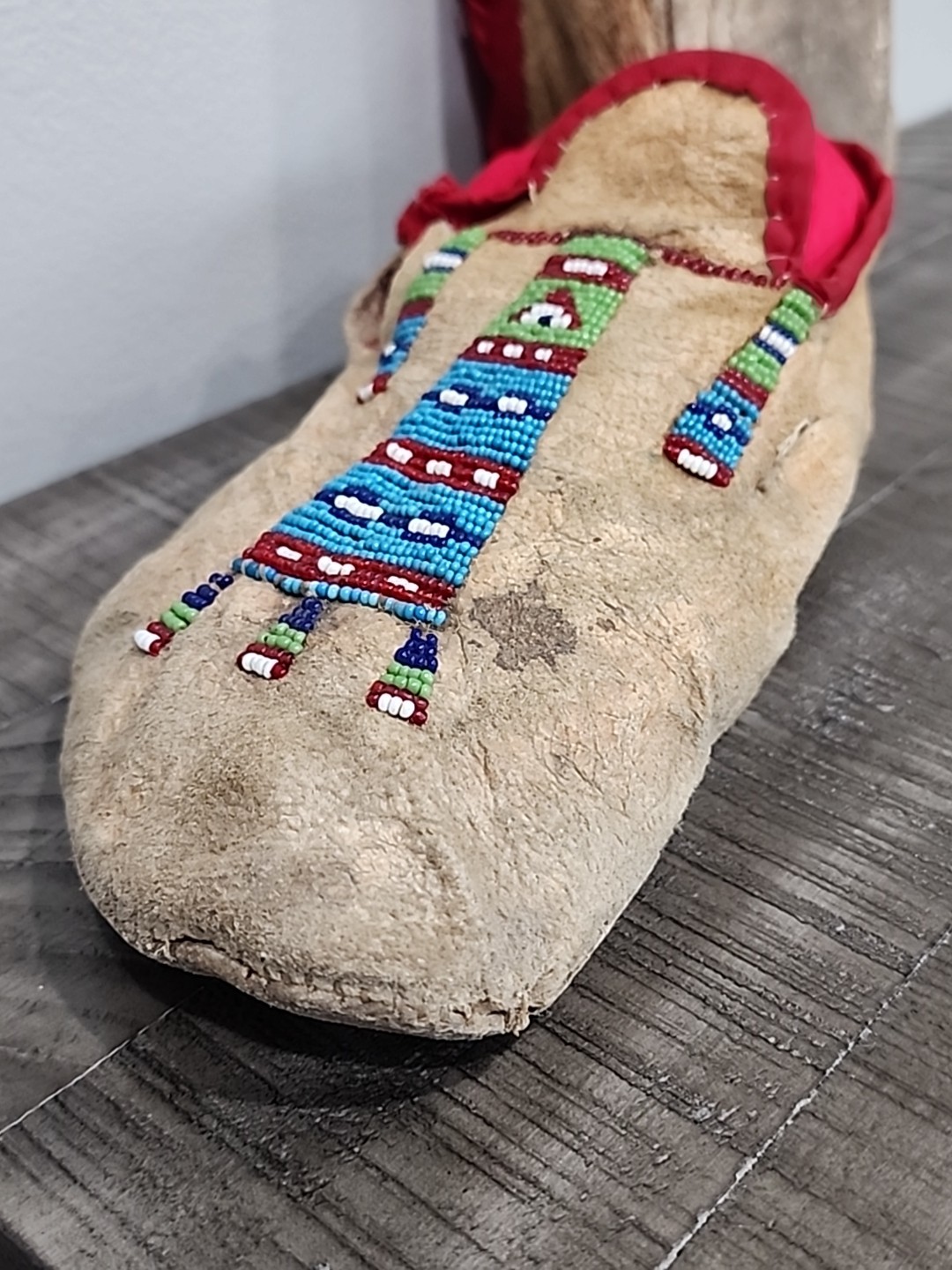 Northern Plains Moccasins with beaded Geometric Pattern Tops C.1890