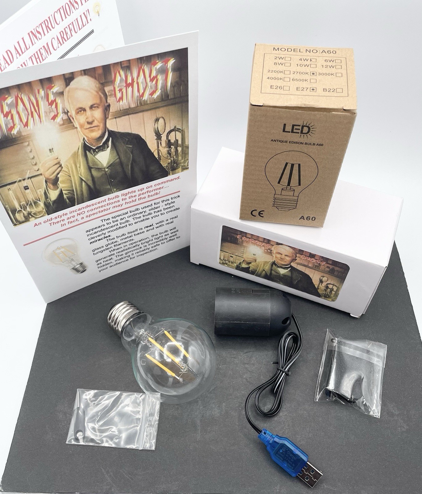Edison’s Ghost Light Bulb Magic Trick Illusion Gimmick By Tom Ladshaw Magic
