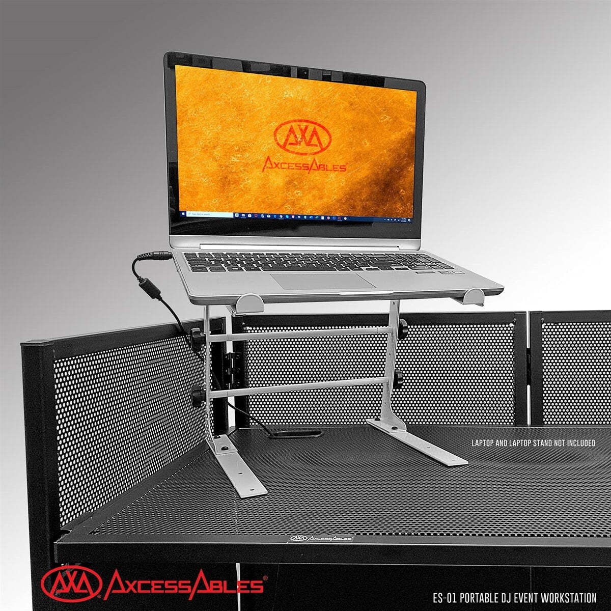 AxcessAbles Portable DJ Facade Booth Table with Black & White Scrims, Carry Case