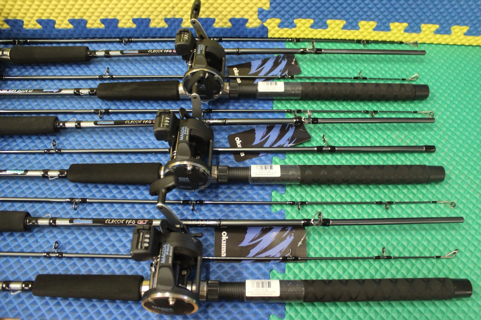 Okuma GLT Rod And Reel Trolling CP-DR-762ML W/Magda MA- 20DX Combo 6-Pack