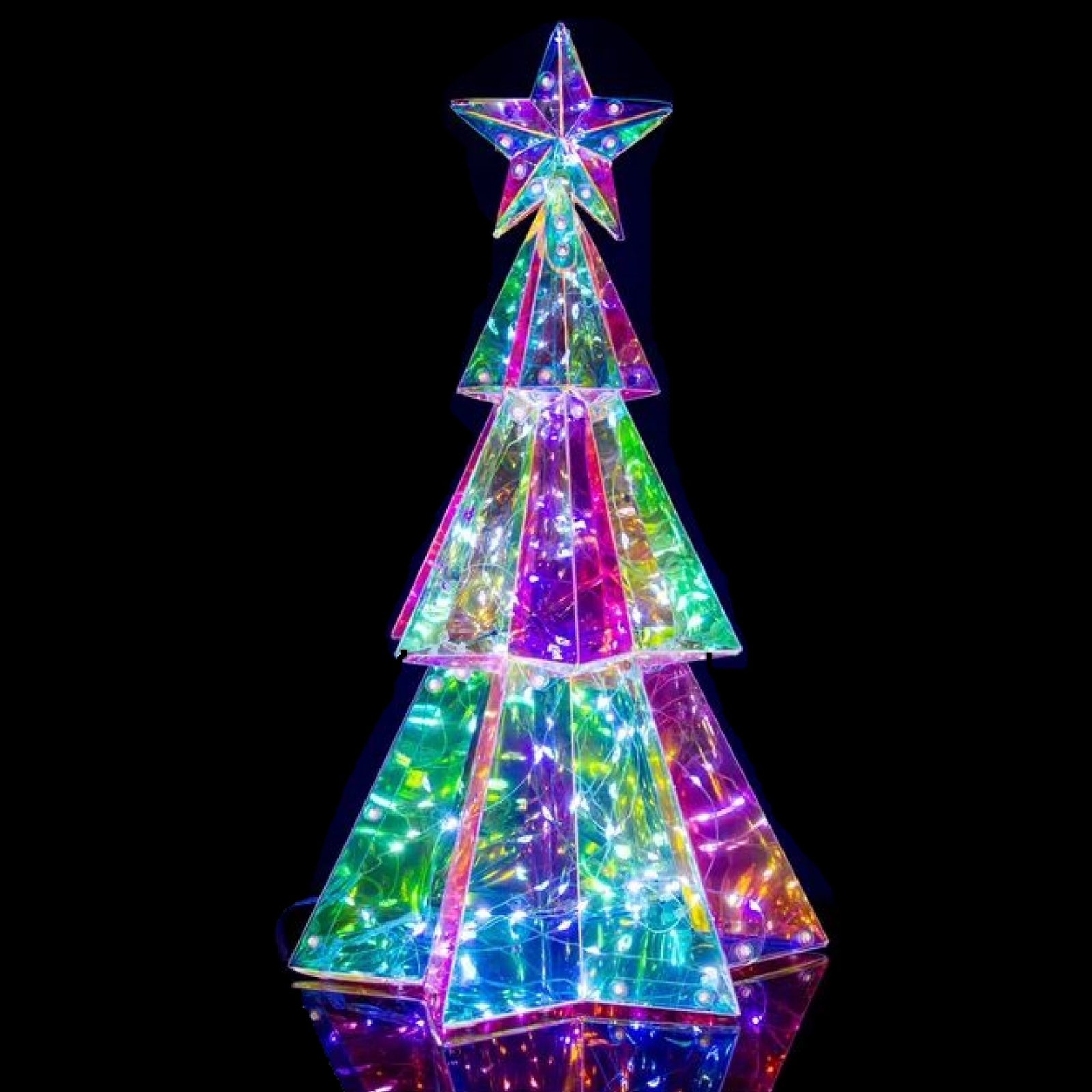 Kurt Adler Pre-Lit Cool White LED Holographic Iridescent Christmas Tree, 15"