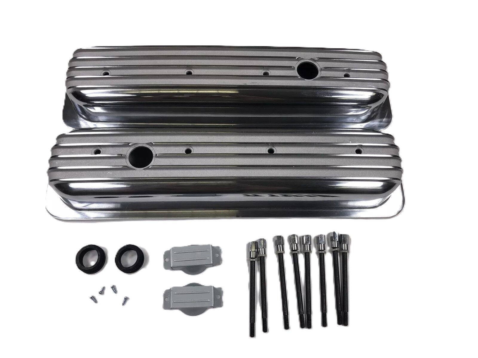 Finned Aluminum Short Valve Covers w/Center Bolt for 1987-97 Chevy 350 5.0 5.7