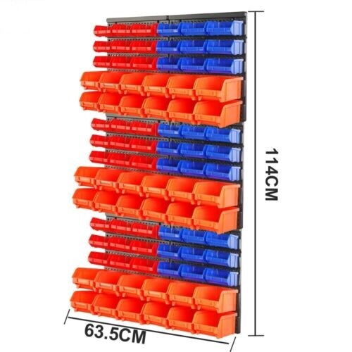 90 Bins Tool Organiser Wall Mounted Holder Garage Storage For Parts Nuts Bolts