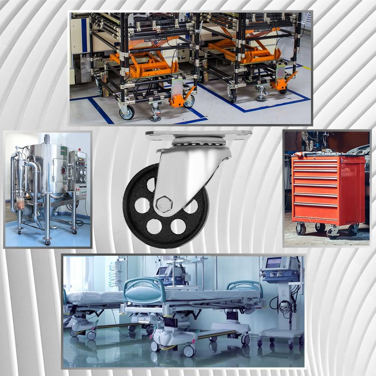 4 Lot All Steel Metal Swivel Plate Caster Heavy Duty 3 inch Wheel