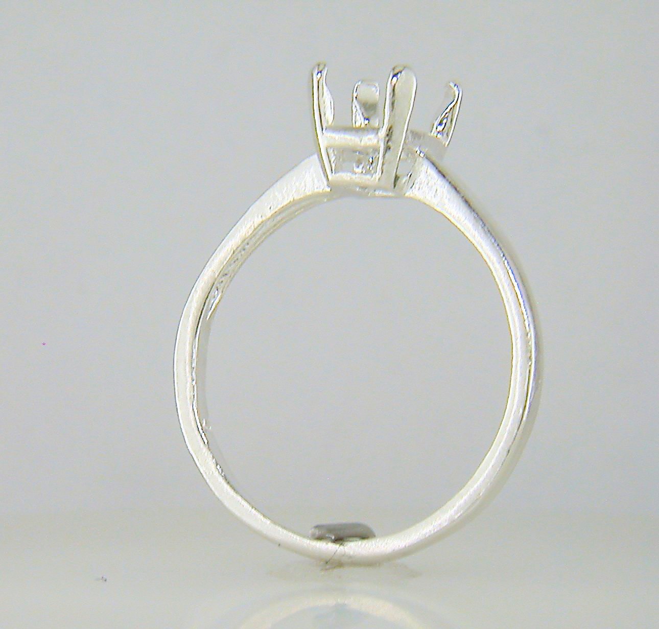 Four Prong Emerald Cut Solitaire Ring Setting Sterling Silver