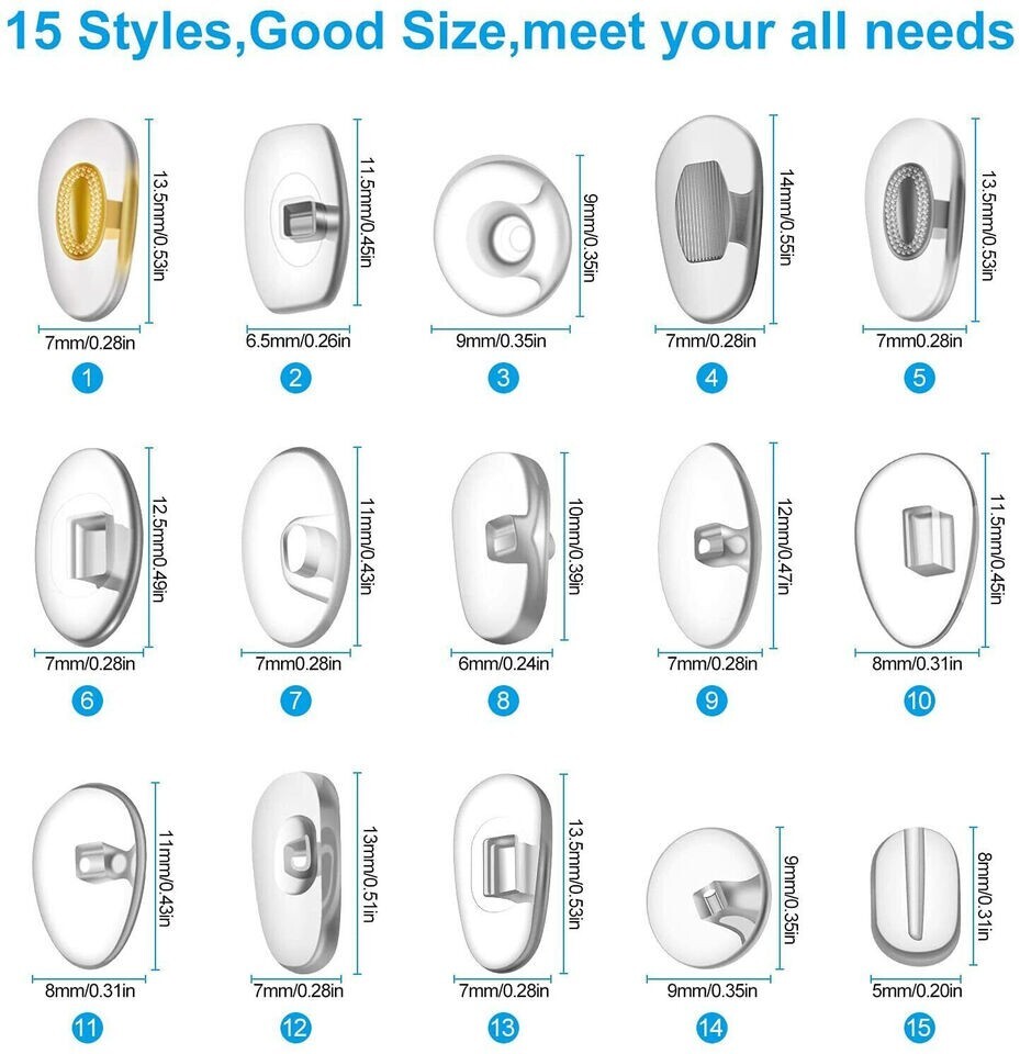 US Ship 150 Pairs Ultra-Soft PVC Nose Pads for Eyeglasses Screw in Nosepads Kit