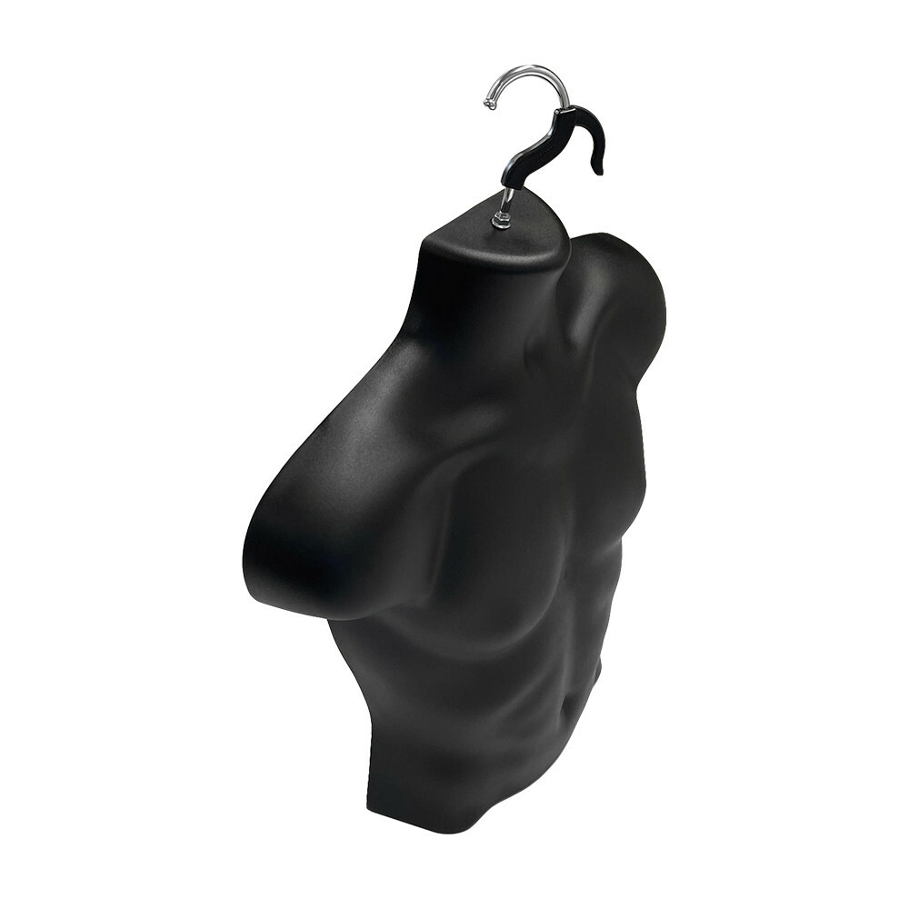 Male Molded Black Hanging T-Shirt Form Body Mannequin Torso Display, 23"H
