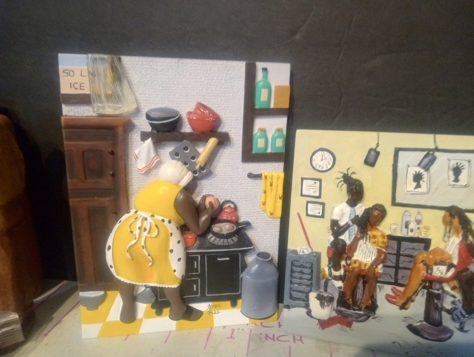 (3) Vintage Annie Lee CORN BREAD HOLY GHOST HAIR EXTESIONS CERAMIC WALL PLAQUES