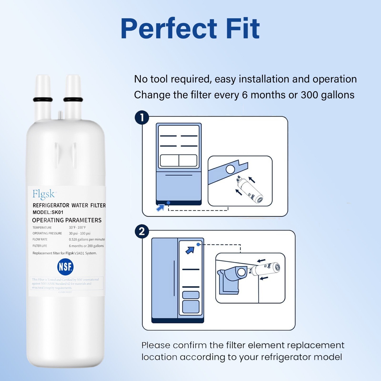 2 Pck Fridge Filter - EDR1RXD1, W10295370A, Filter 1, 46-9081, 46-9930, KAD1RXD1