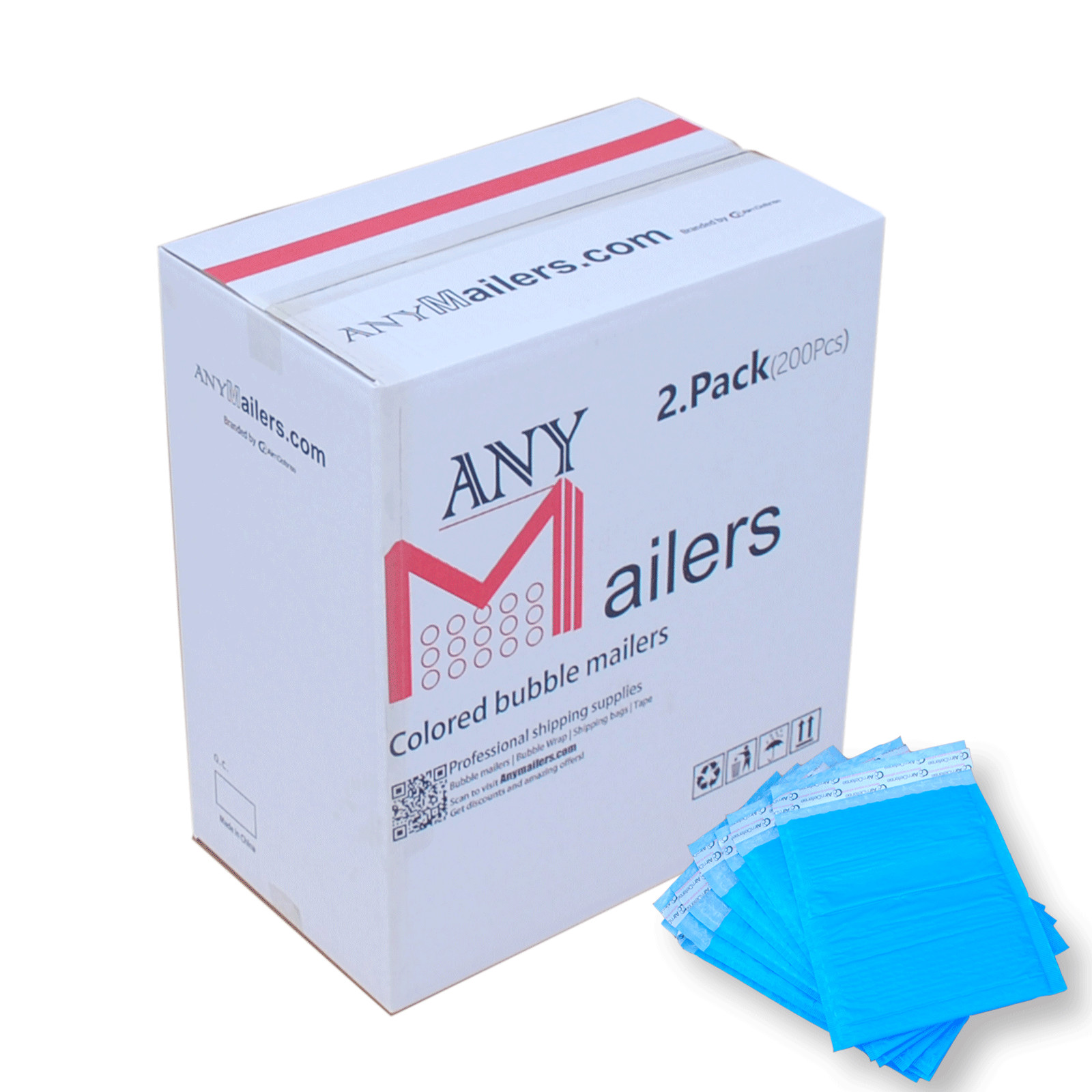 AirnDefense 200 #2 8.5X12" Blue Poly Bubble Mailers Shipping Padded Envelope